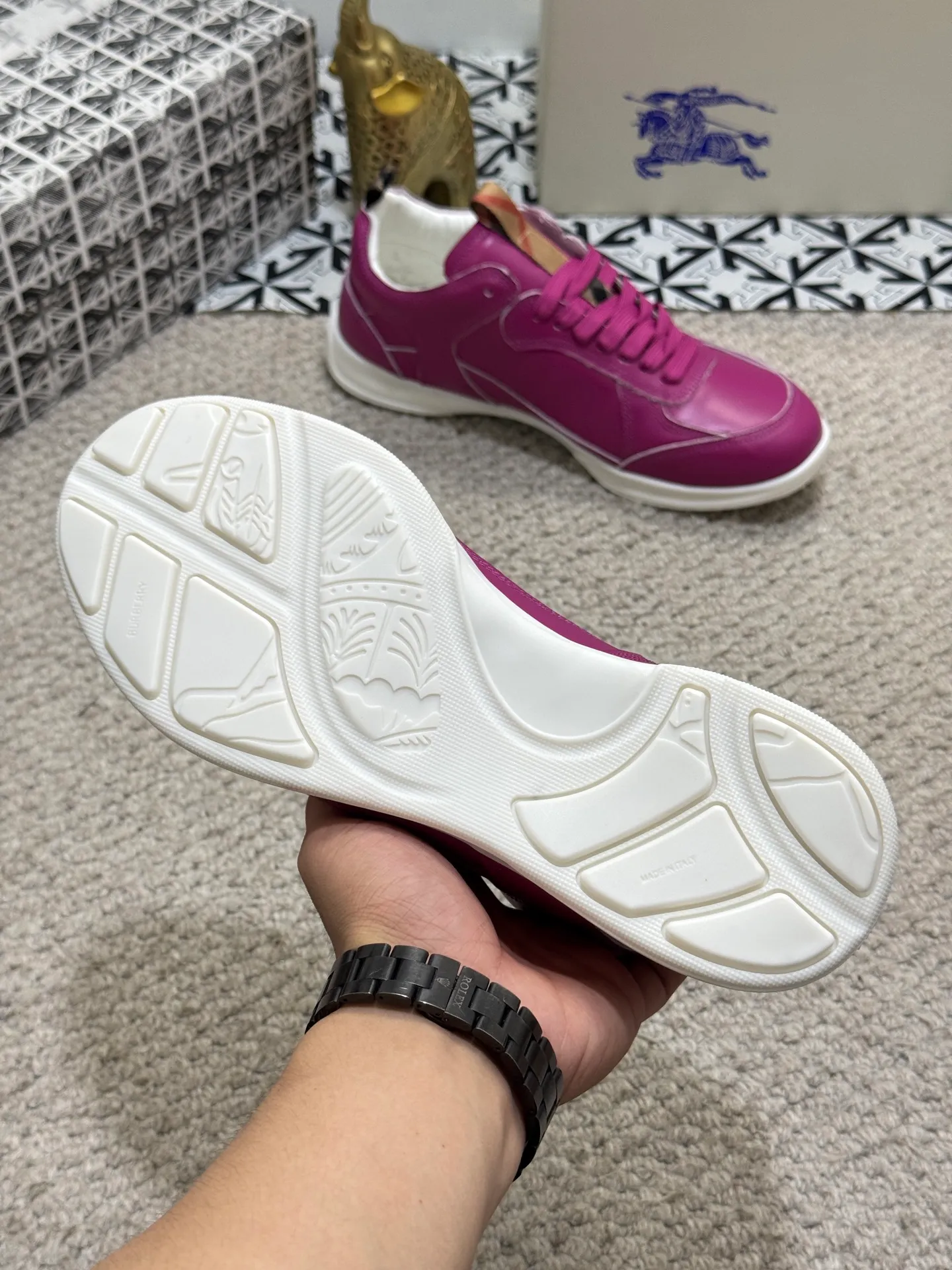 Men's shoes 💰420 [New style] 🐝🐝 [BURBERRY] Burberry - high-end quality original order 🔍🔍🔍 Upper: imported 🔝 calfskin, brand knitted pattern, tongue brand cloth label, lining: sheepskin lining, - outsole: rubber; two-color molded outsole, ultra-high quality control·fine workmanship: highlighted (high-end·luxury·grade) Size :38-44 (45 customized